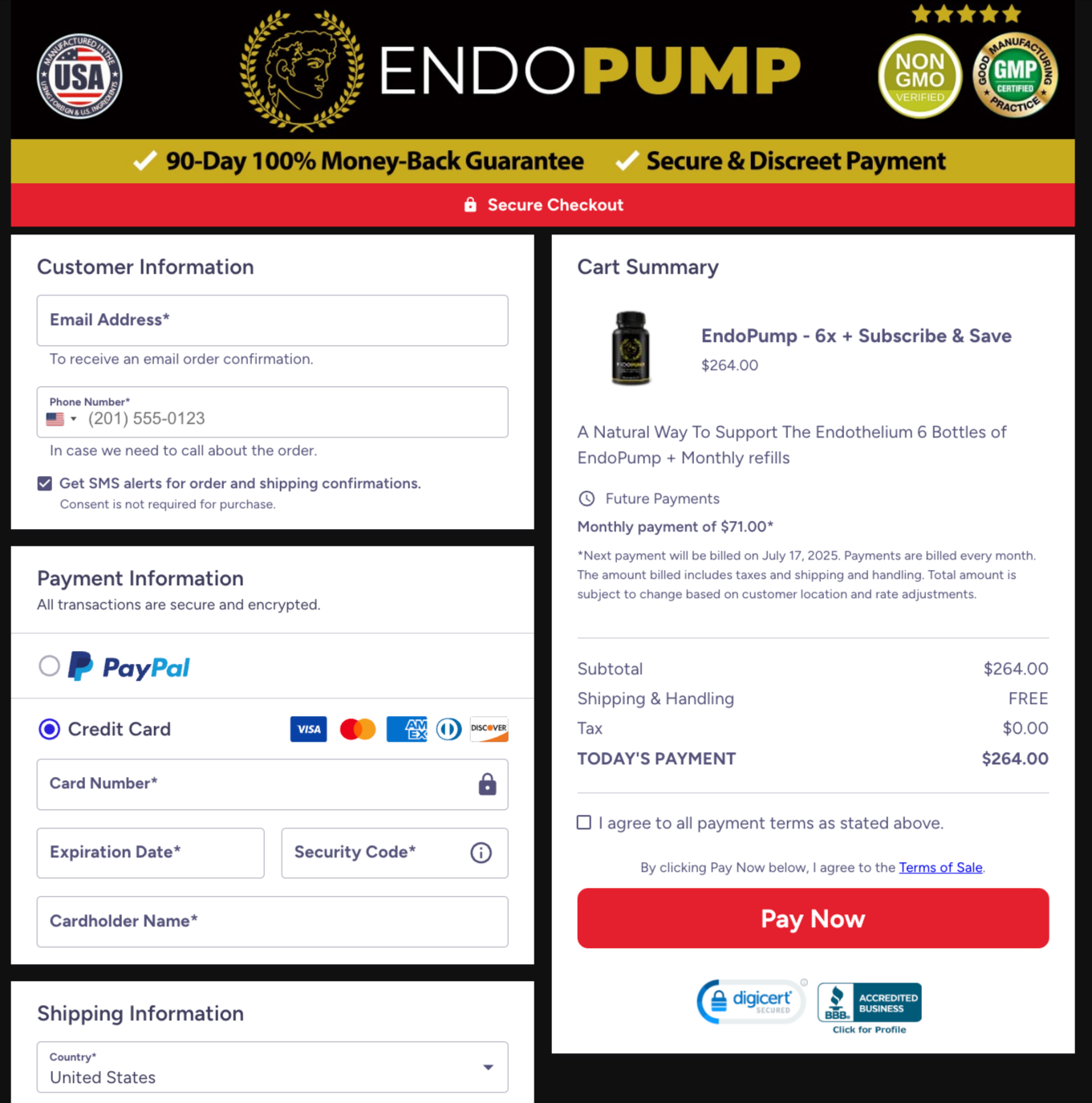 endopump-pricing-table